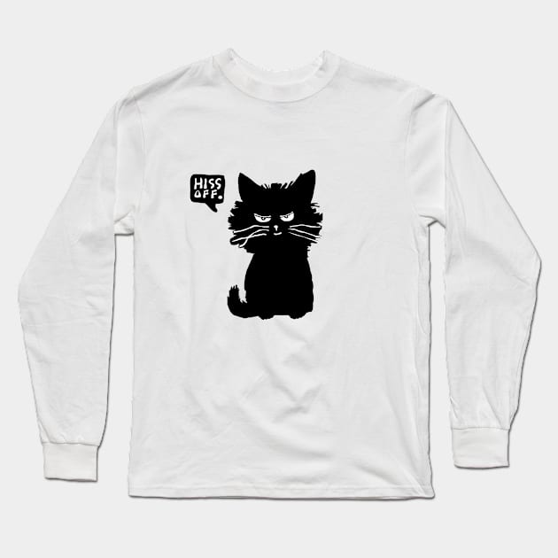 cat hiss off hissing Long Sleeve T-Shirt by Roocolonia